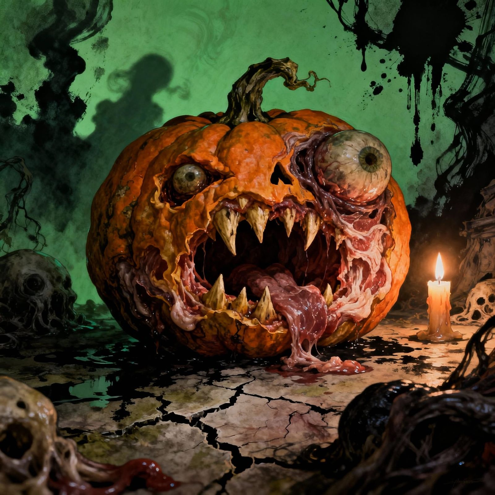 Scary Halloween Pumpkin in Bacon & Gammell Style