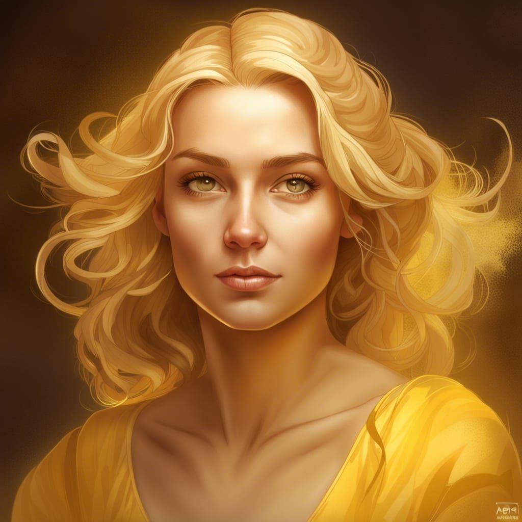 Portrait of a Blonde Woman with Golden Eyes