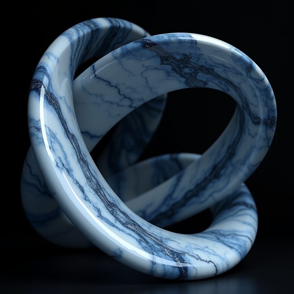 Spiraling Marble Form in Midnight Blue and Black