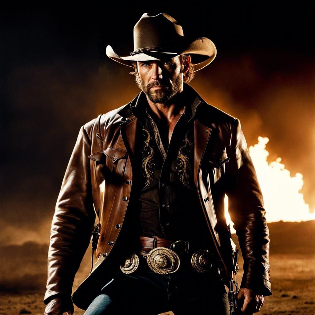 Rugged Cowboy Portrait in Hyperrealistic Style