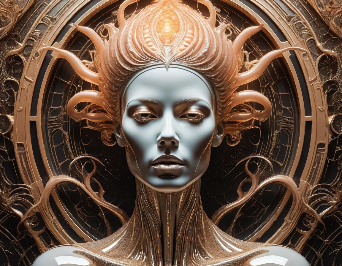 Ethereal Golden Figure in Abstract Surreal Art