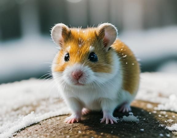 Adorable Winter White Dwarf Hamster Portrait