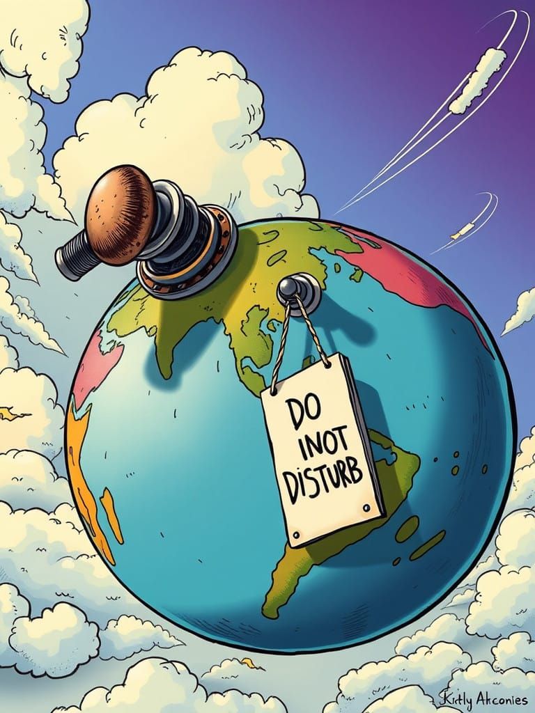 Vibrant Globe with Whimsical Doorknob and Clouds