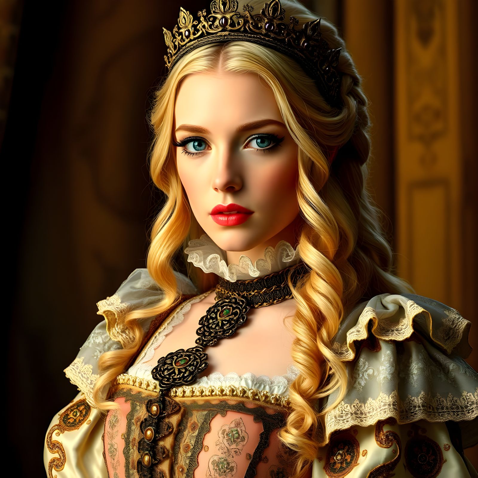 Medieval Empress in Opulent Fantasy Gown