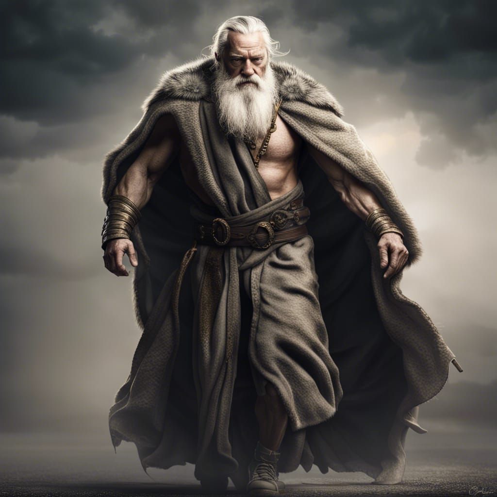 Odin, Norse Philosopher, Walks Towards Camera