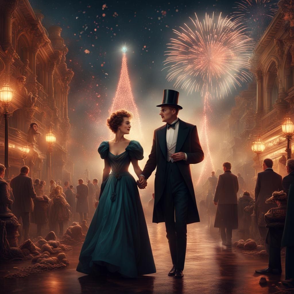 Nostalgic New Year's Eve Celebration in Digital Art