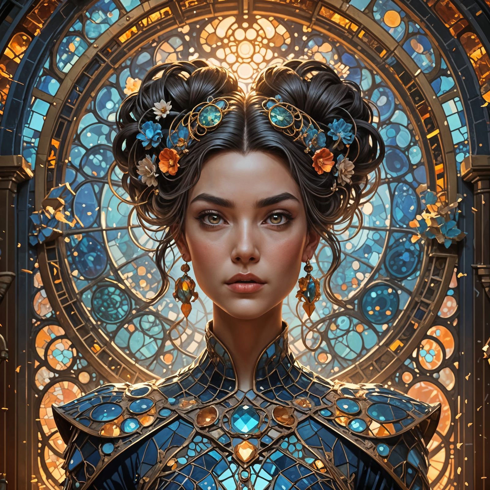 Extravagant Lady in Whimsical Gaudi Style Portrait