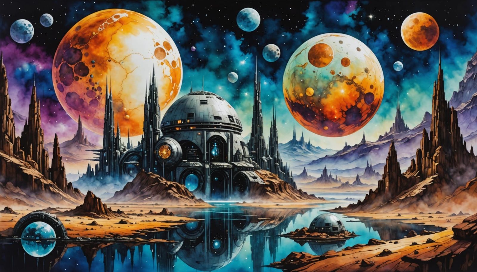 Epic Futuristic Metropolis Under Star Wars-Inspired Nebula S...