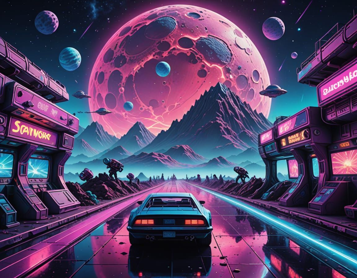 Synthwave Dreamscape on the Lunar Surface