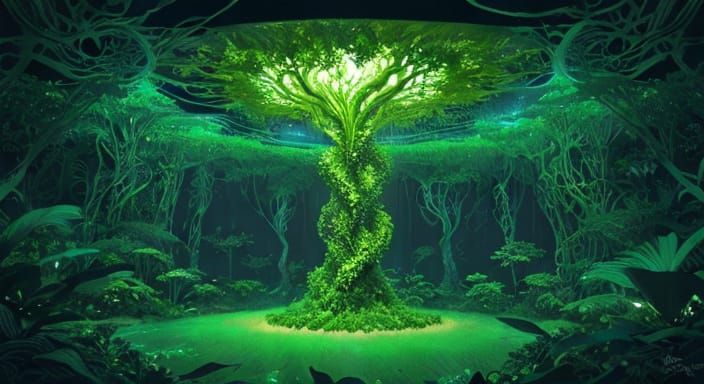 Surreal Jungle Fusion of Organic and Geometric Forms