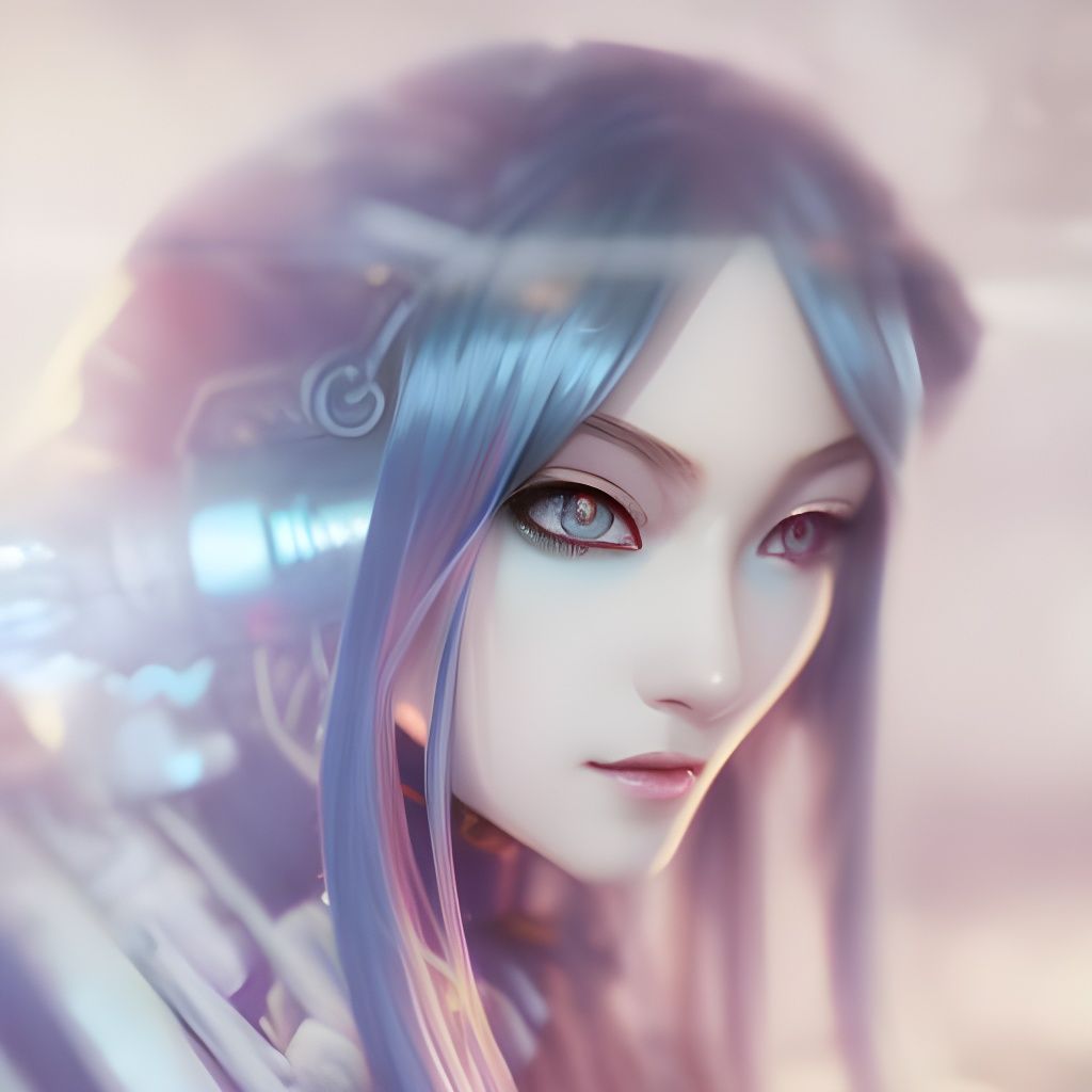 Anime Girl Cyborg with a Broken Face