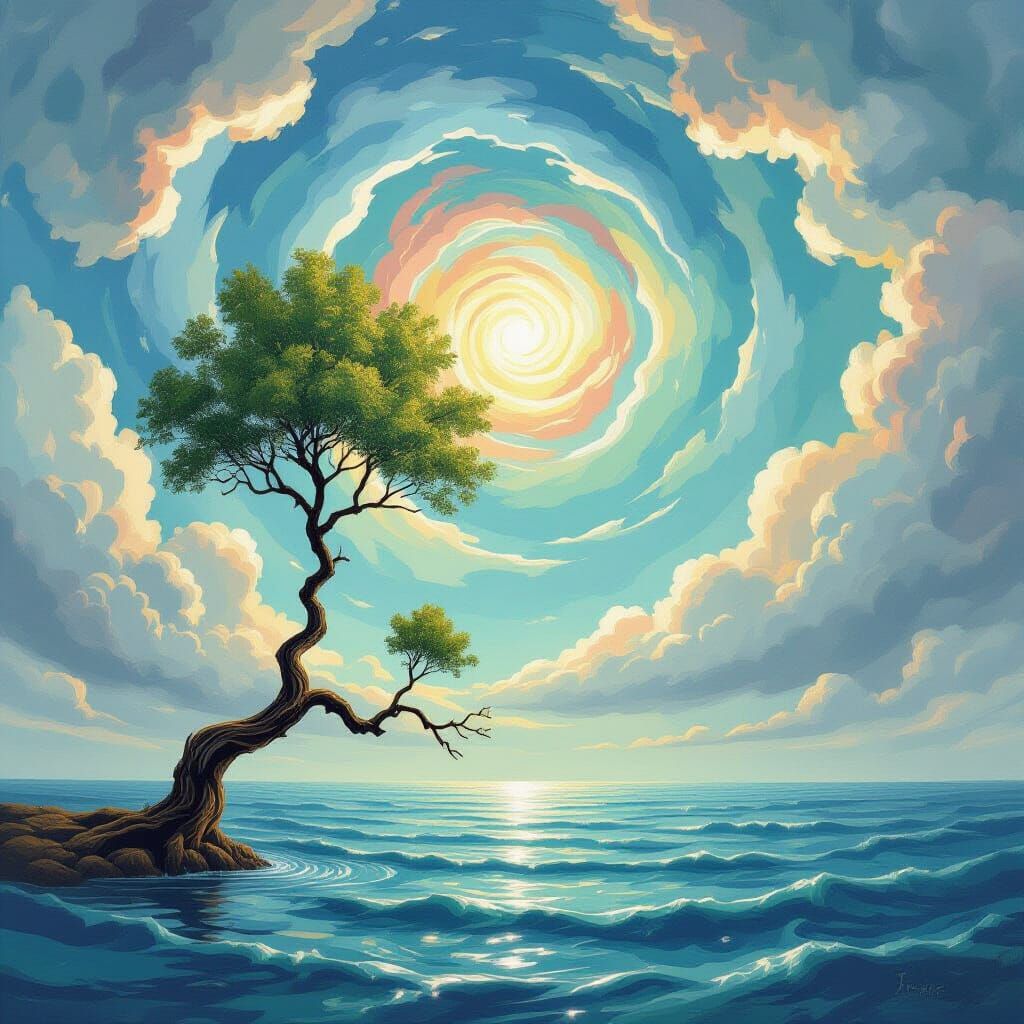 Dreamlike Surreal Landscape with Upside Down Trees