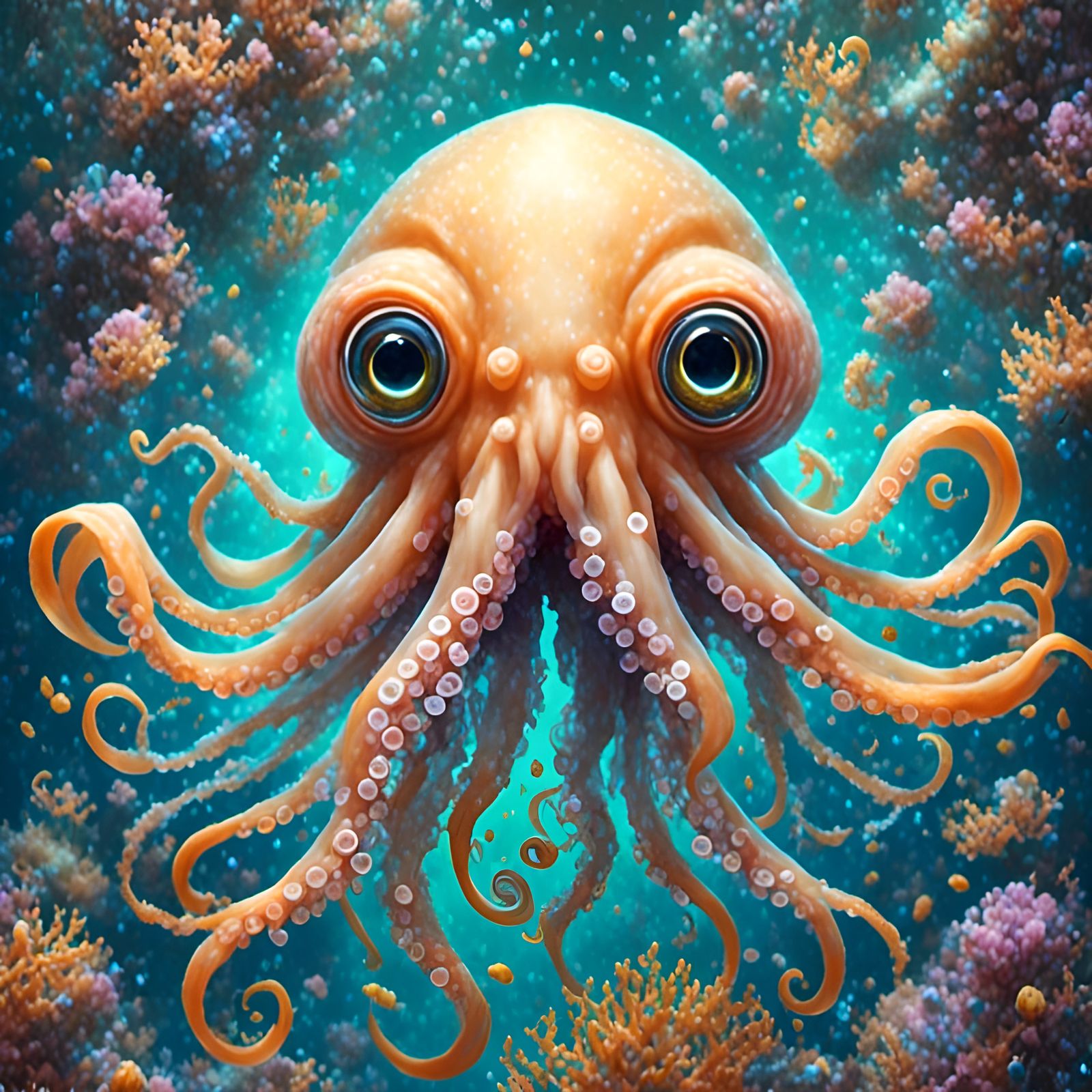 Bioluminescent Jellyflower Squid Hybrid