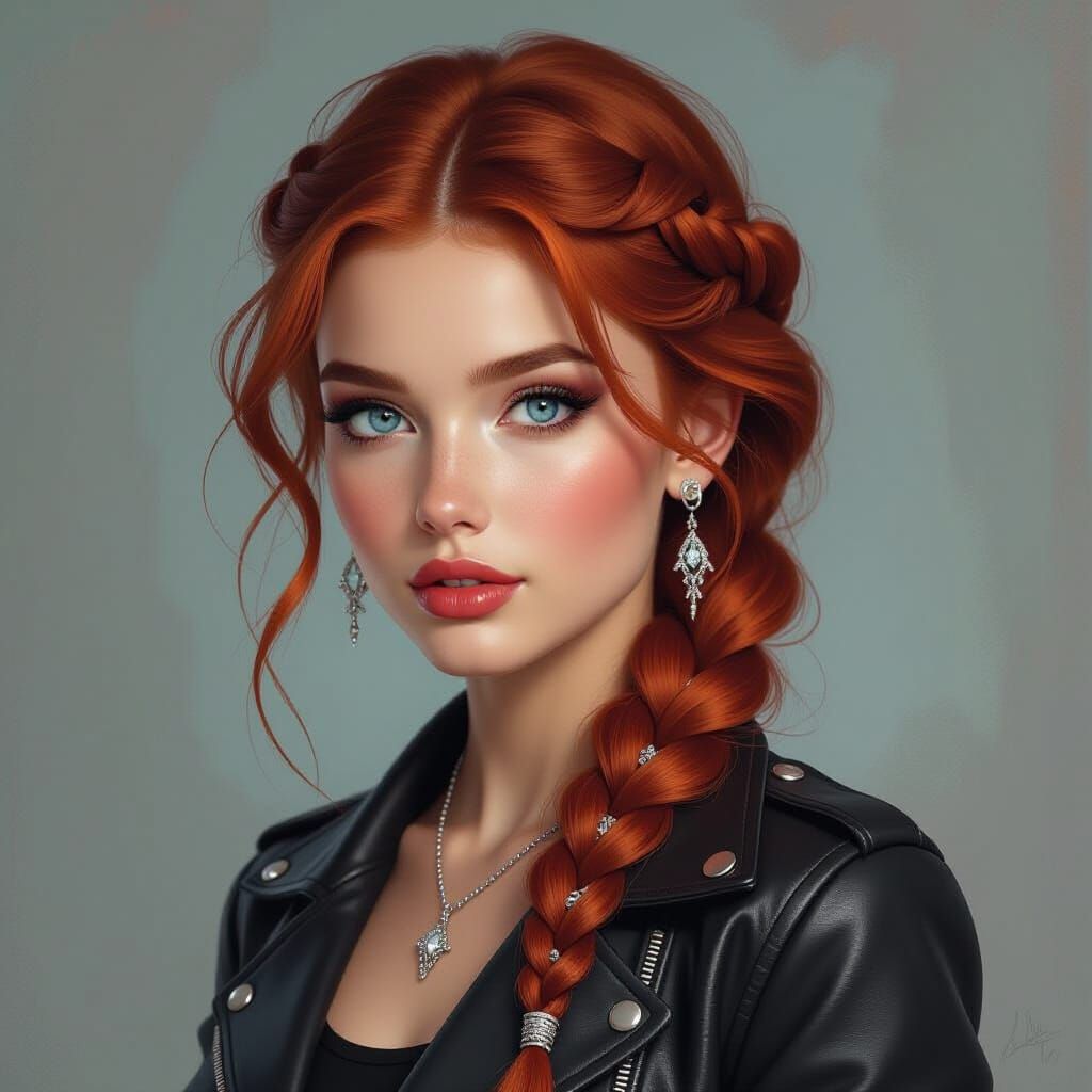 Portrait of a Woman with Red Hair in Abstract Setting