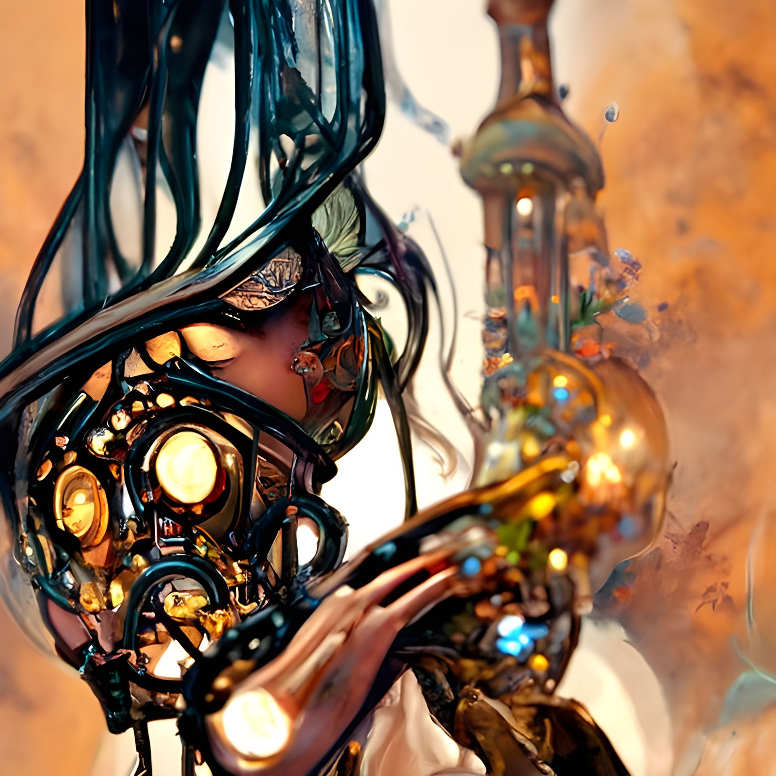 Steampunk Time Traveler in Hyperrealistic Style