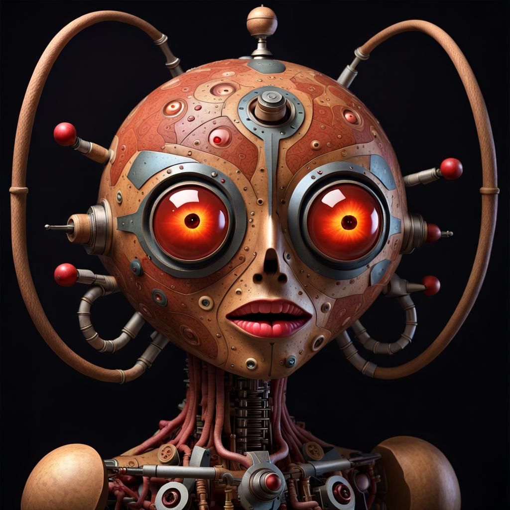 Pomegranate Cinnamon Cyborg: Eerie Sci-Fi Artwork