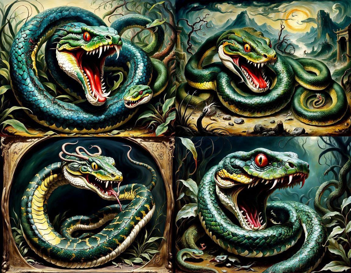 Romantic Horror: Lush Chinese Landscape with Mutant Serpent