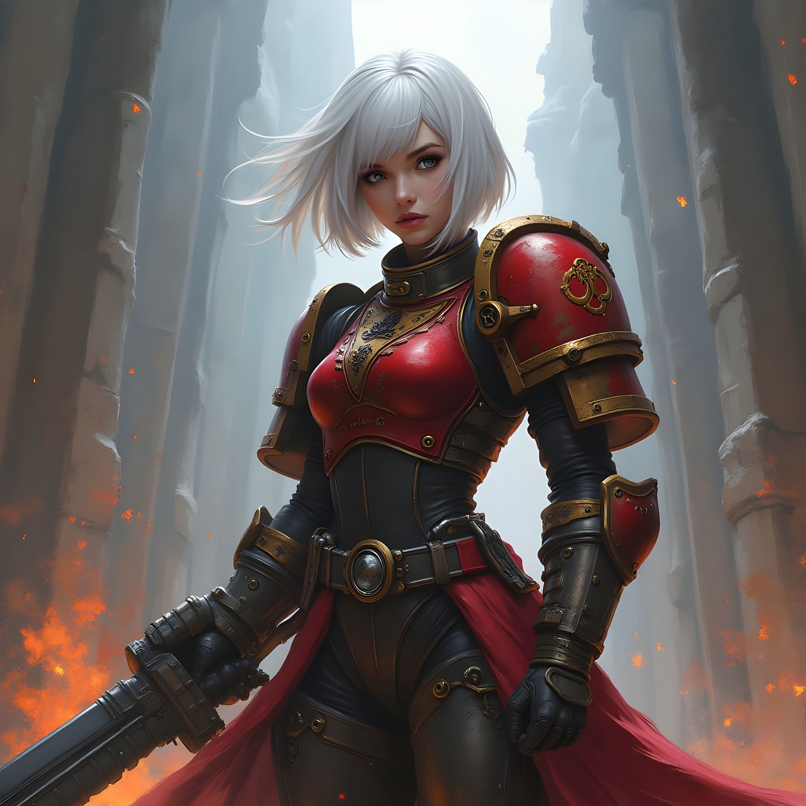 A Lushill-Style Adepta Sororitas Battle Sister with White Ha...