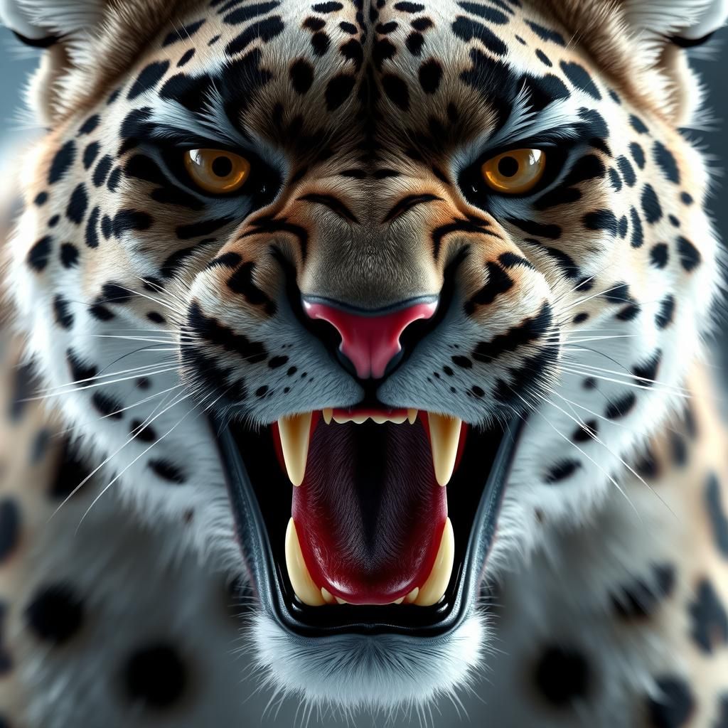 Hyperrealistic Snow Leopard Head in 3D