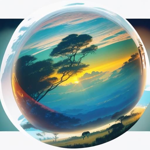 African Savannah Sunset: Cinematic Splash Art