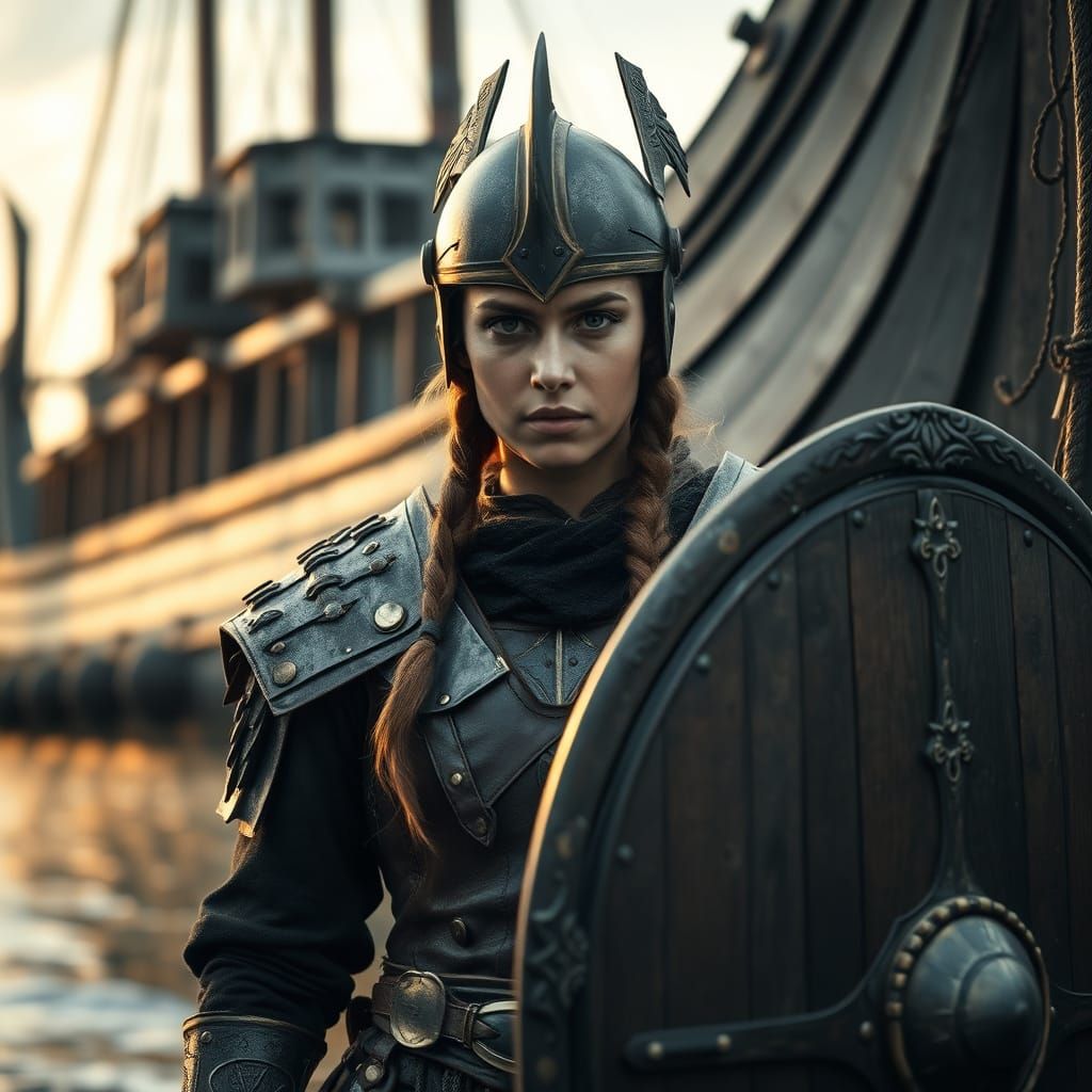 Viking Shield Maiden in Majestic Regalia