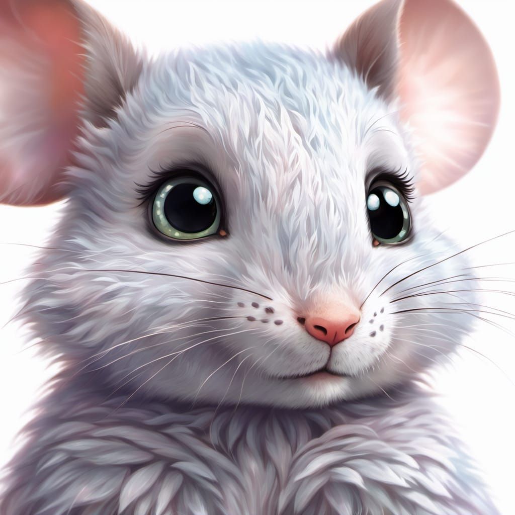 Shy Mouse Portrait in Whimsical Style