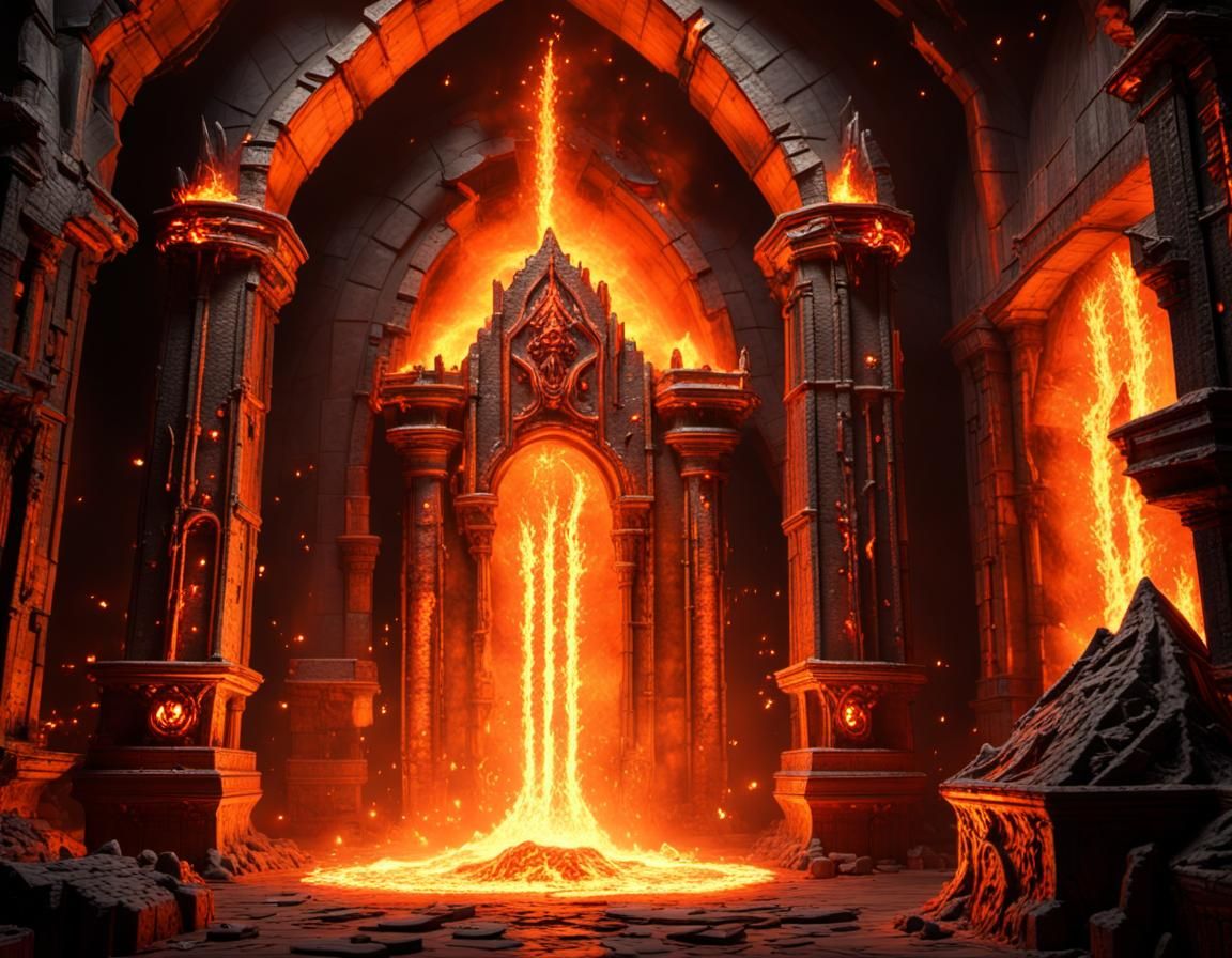 Dramatic Dwarven Runeforge Hall in Fiery 3D Rendering