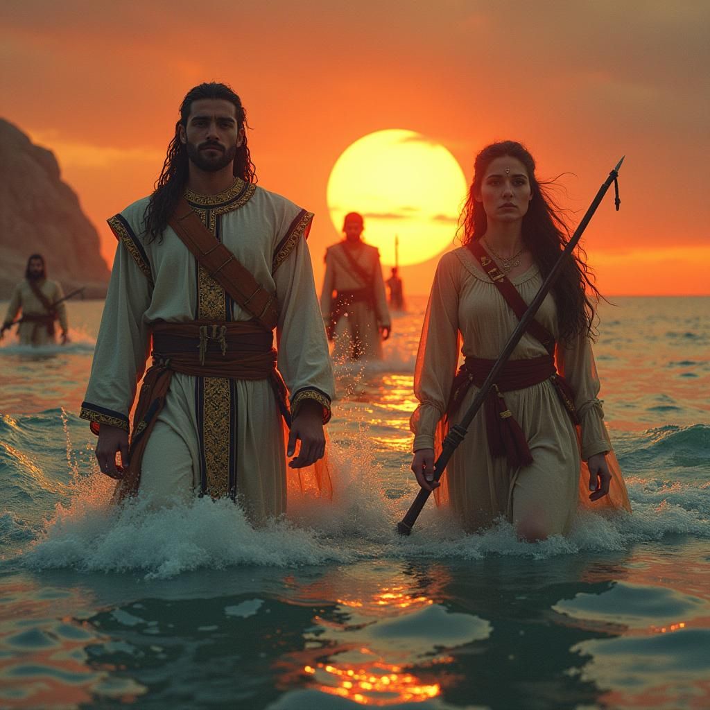 Moses Leads Exodus in Epic Fantasy Art