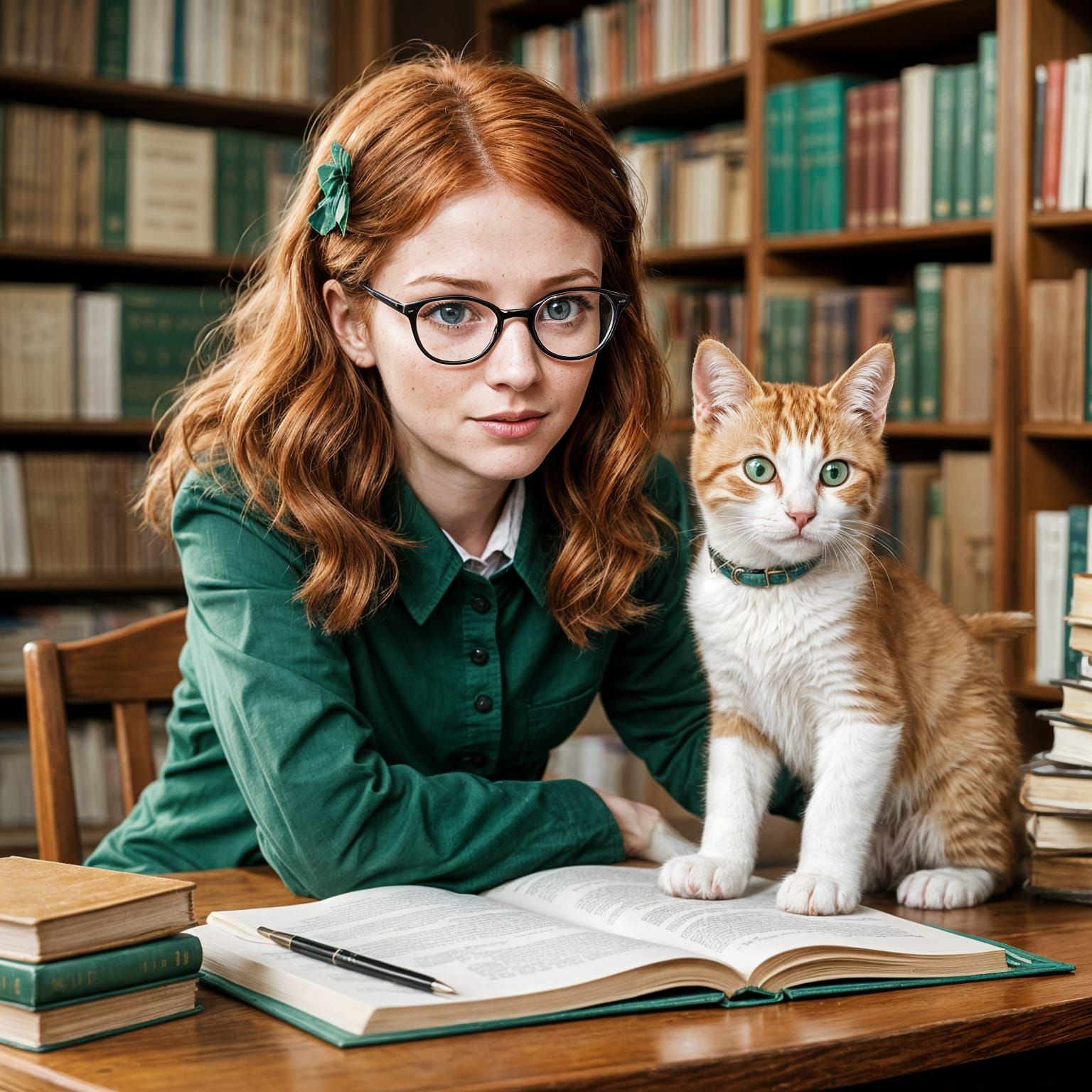 Librarian Scolds Playful Kitten in the Library