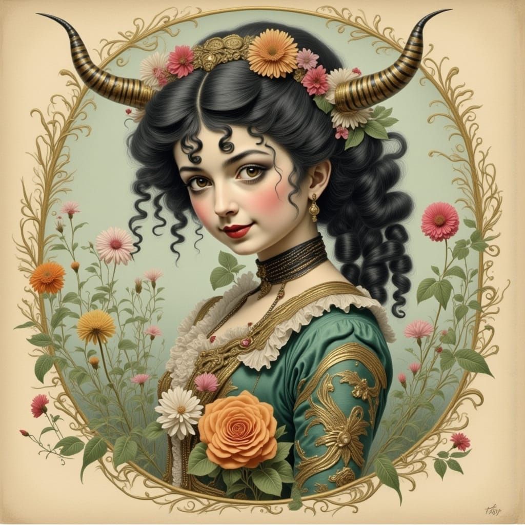 Vintage French Postcard in Zebrapunk Style