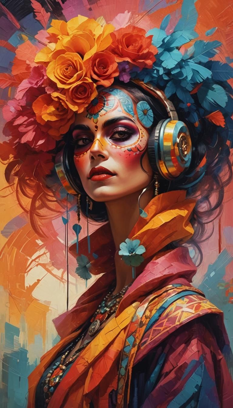 Melisa a beautiful woman wearing headphones......