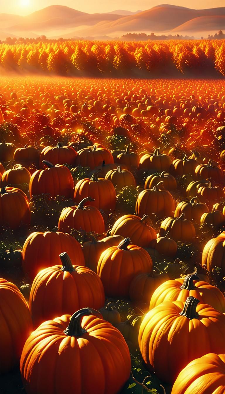 Autumn Pumpkin Field in Pixar Style