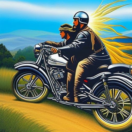 Jesus on Motorbike: Divine Ride in Digital Art