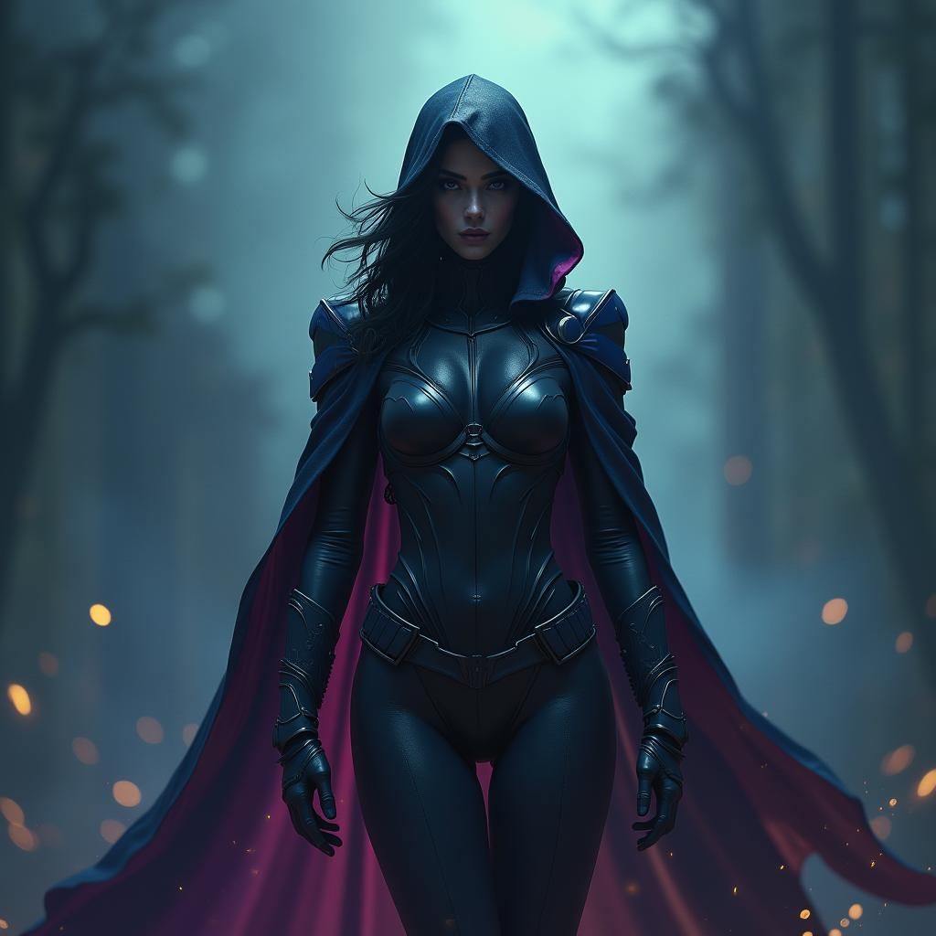 The Raven: Dark Superhero in Matte Painting Style