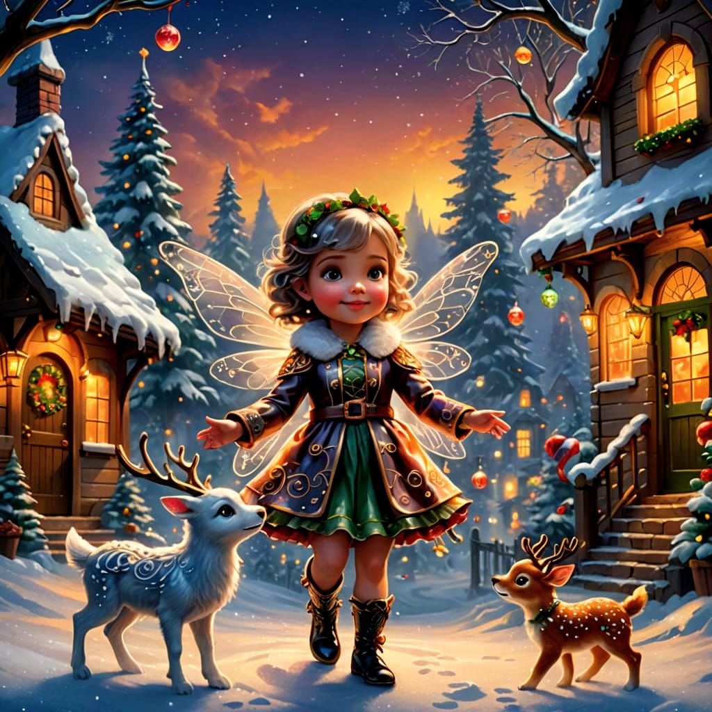 Ethereal Christmas Wonderland with Glowing Glass Fairy