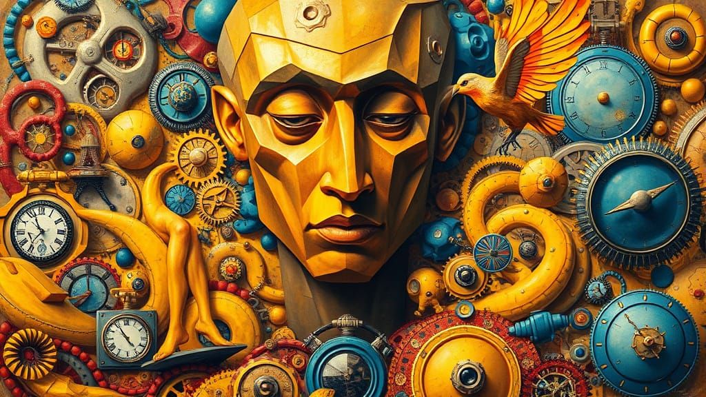 Vibrant, Surreal Portrait with Intricate Details