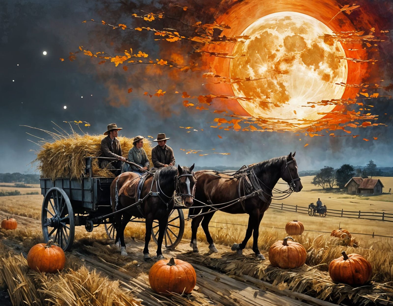 "An enchanting autumn date night with a couple riding togeth...
