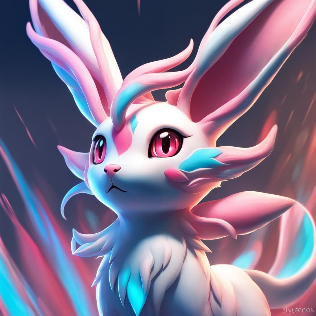 Hyperrealistic Sylveon Splash Art Concept