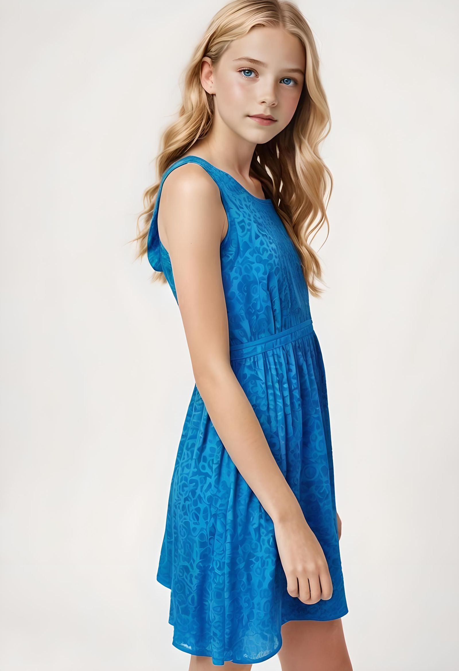 Girl in a blue dress