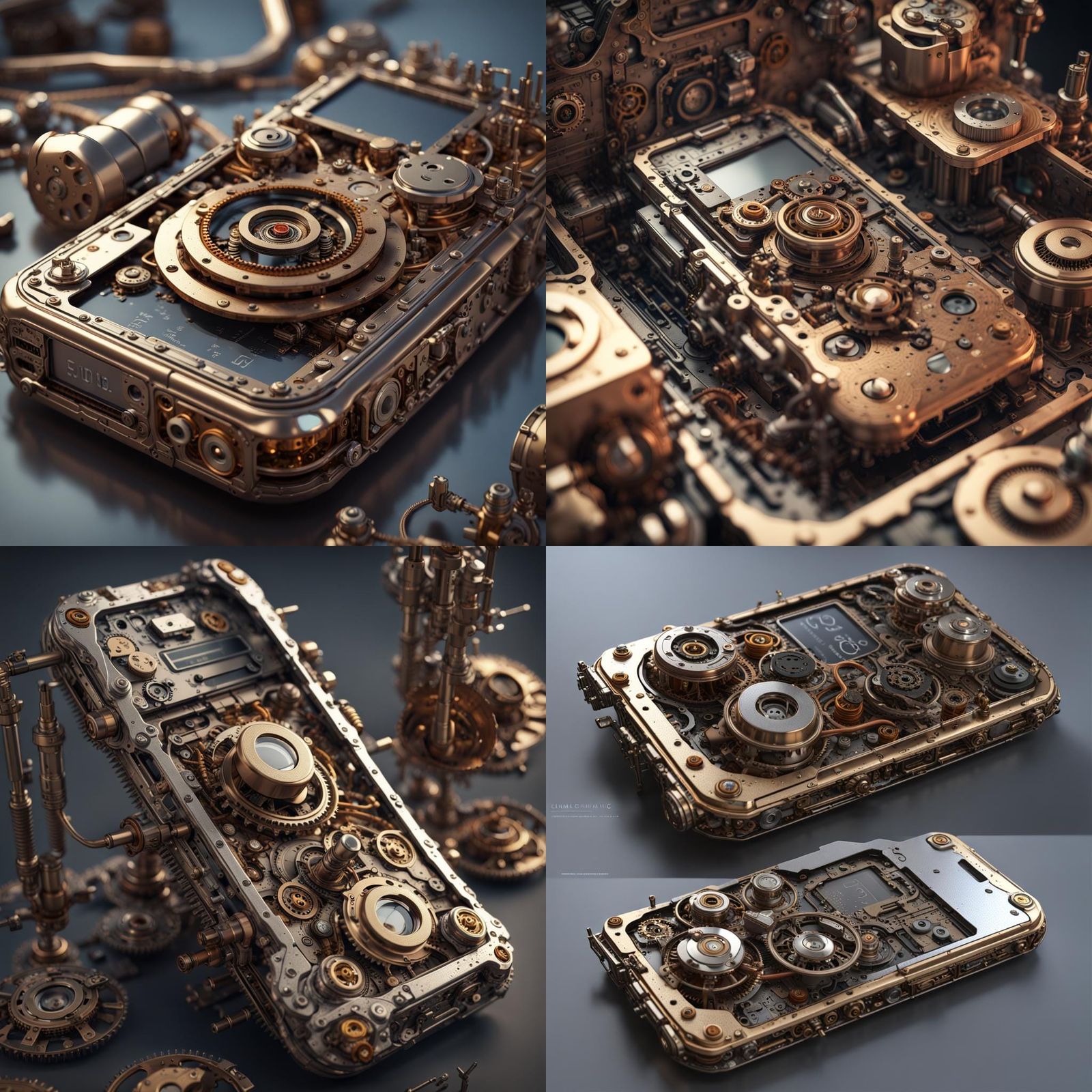 Steampunk Cell Phone Internal Mechanism in 3D