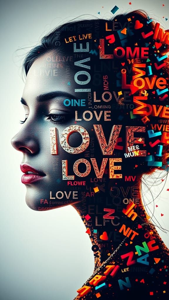 Beauty in Tiny Letters: Hyperrealistic Double Exposure Art