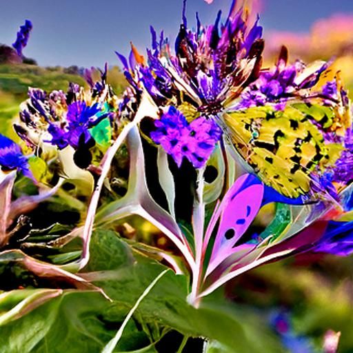 Fractal Wildflowers Bloom with Butterflies