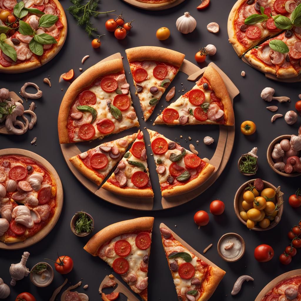 Detailed Pizza Matte Painting in Deep Color