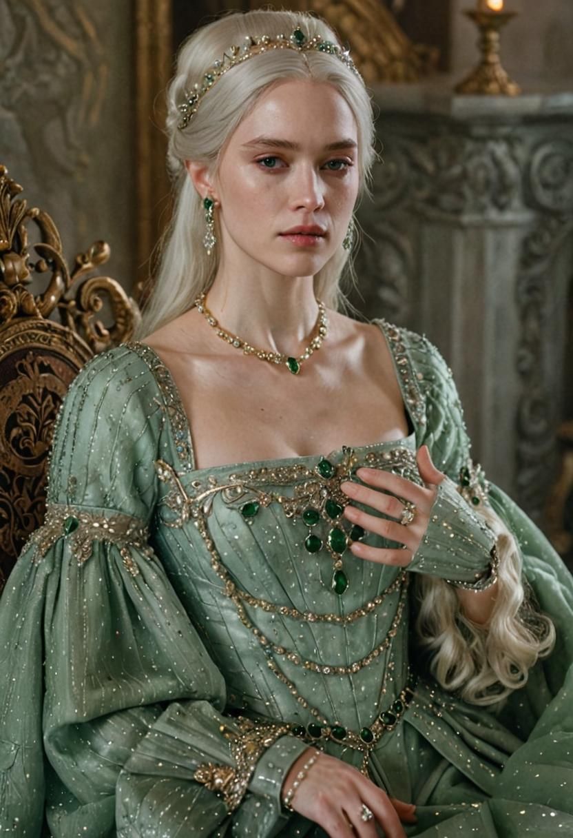 Young Queen in Luxurious Medieval Chamber