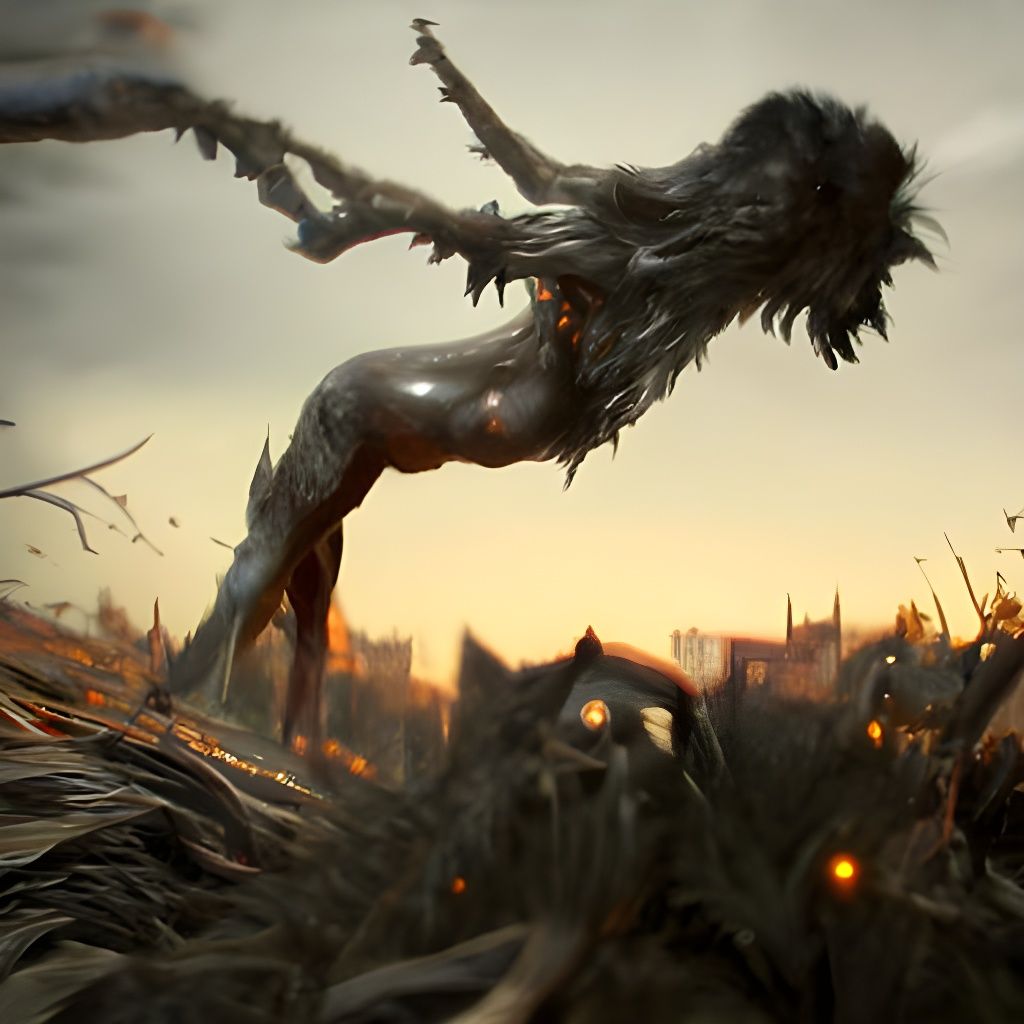 High Moral Debauchery Werewolf in Dystopian Horror Style