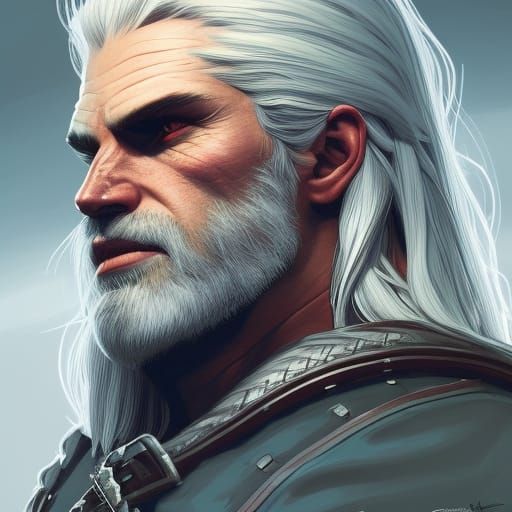 Geralt of Rivia Portrait in Hyperdetailed Digital Art
