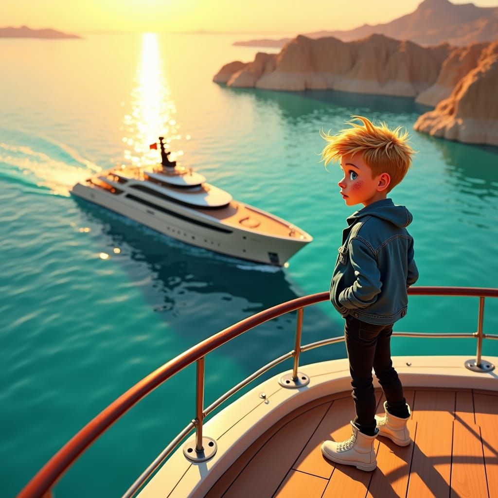 Dead Sea Sunset: Yacht in Futuristic Style