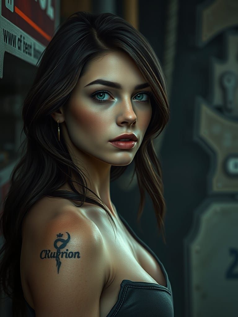 Realistic Brunette Portrait in Digital Illustration Style