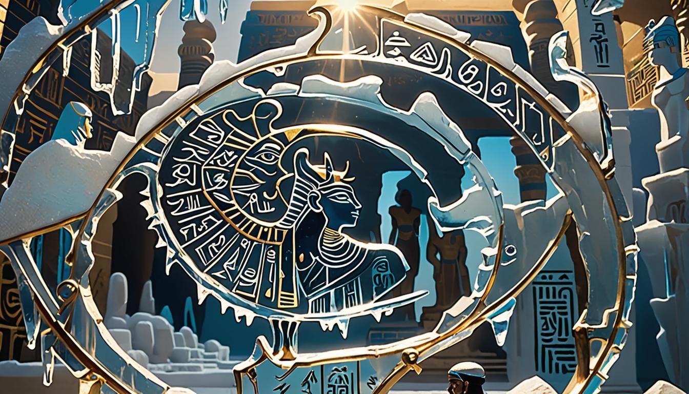 Ancient Egyptian Faraón Seth in Majestic Transparent Temple