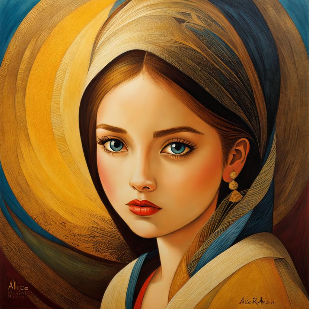 Girl in Surrealist Abstract Expressionist Style